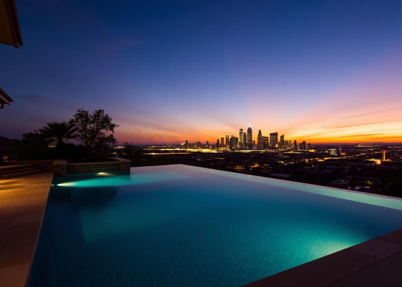 Infinity pool at twilight